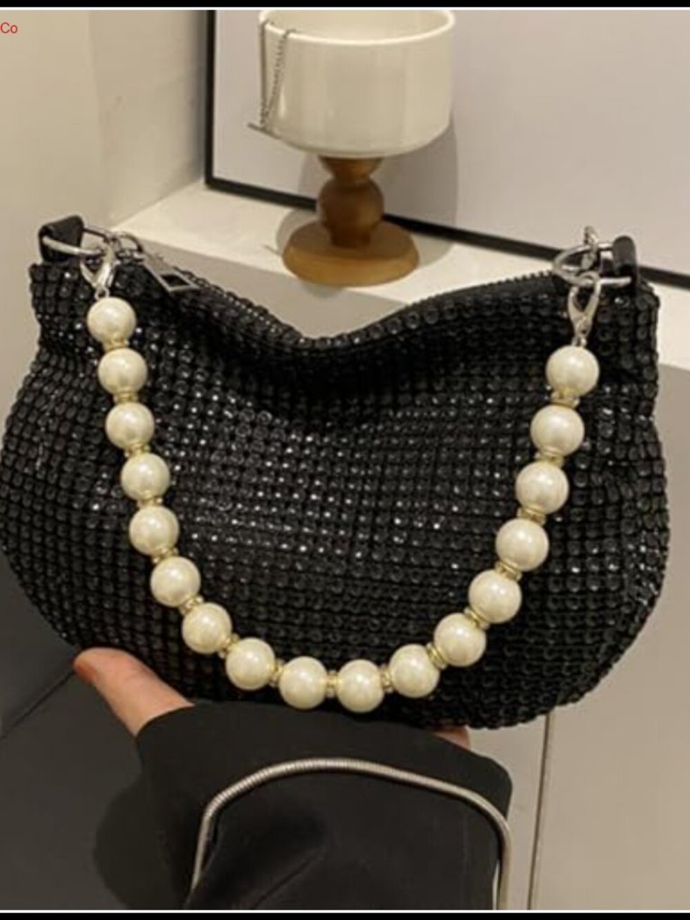 Rhinestone Evening Bag Bucket Purse Shoulder Crossbody Bag for Women - Picture 3 of 4